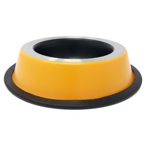 PROFIZOO Miska široká nerezová protišmyková 400 ml žltá/čierna