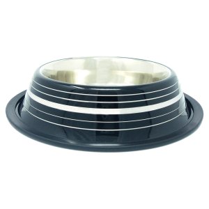 PROFIZOO Miska nerezová protišmyková 930 ml Čierna (šedý prúžok)