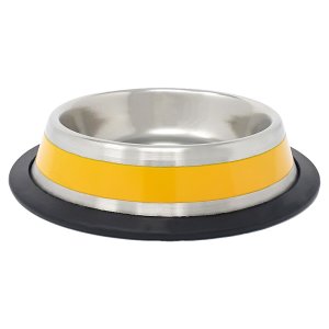 PROFIZOO Miska nerezová protišmyková 230 ml (žltý prúžok)