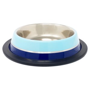 PROFIZOO Miska nerezová protišmyková 1550 ml Svetlo modrá / Tmavo modrá (sivý prúžok)