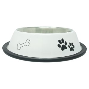 PROFIZOO Miska nerezová protišmyková s potlačou (tlapka/kosť) 710 ml Biela