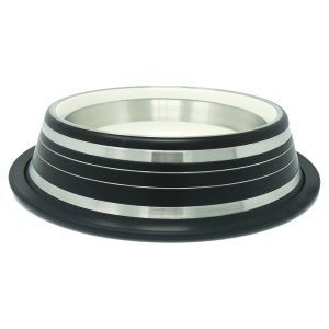 PROFIZOO Miska nerezová protišmyková 1550 ml Čierna (sivý prúžok)