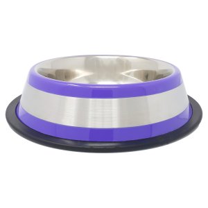 PROFIZOO Miska nerezová protišmyková 1550 ml Purpurová (sivý prúžok)