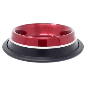 PROFIZOO Miska nerezová protišmyková 1550 ml Červená/Čierna (sivý prúžok)