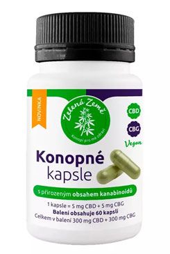 Konopné kapsule s obsahom CBD + CBG 60cps