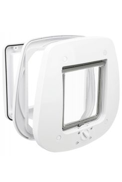 Trixie Priechodné dvierka pre mačku, 4-cestné, pre sklenené dvere, 27x26cm, biela