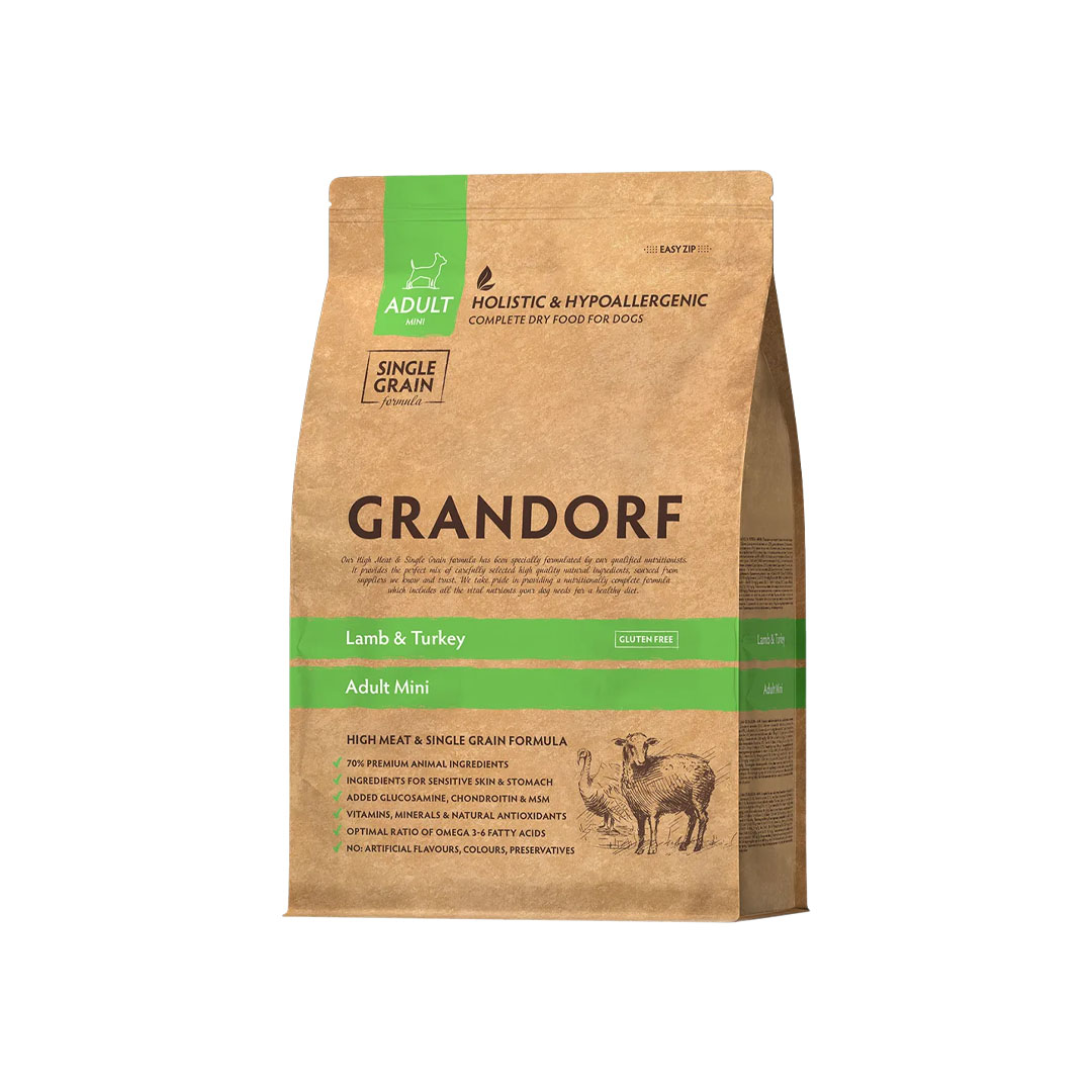 Grandorf granule pre psov Adult Mini - Jahňa a moriak 1kg